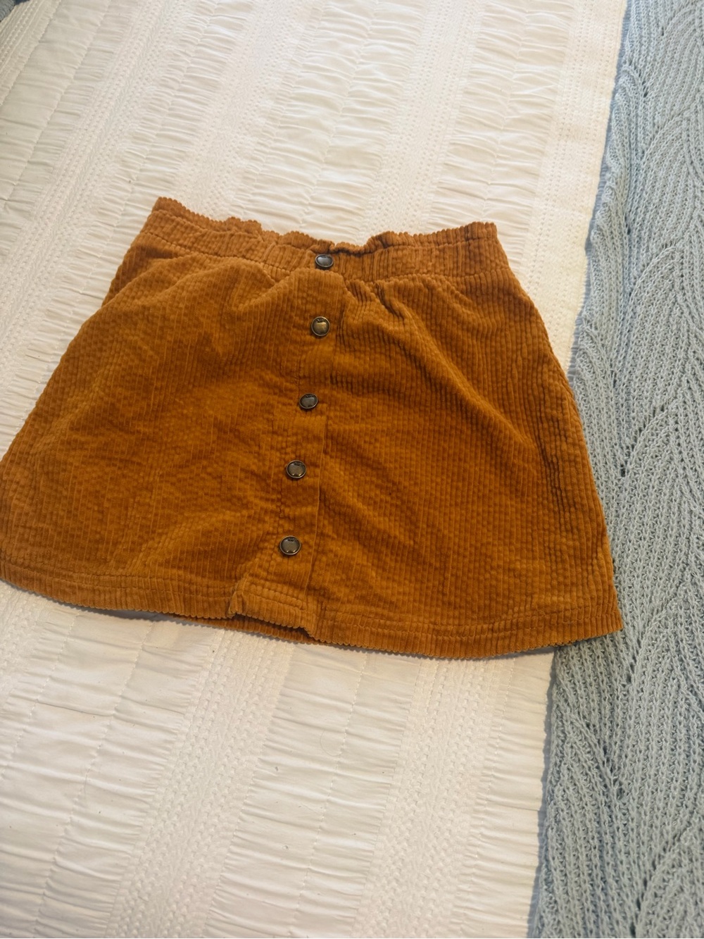 Source Unknown Rust Orange Corduroy Button-Front Skirt